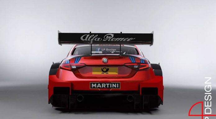 Alfa Romeo Giulia rendered as a DTM racer rear