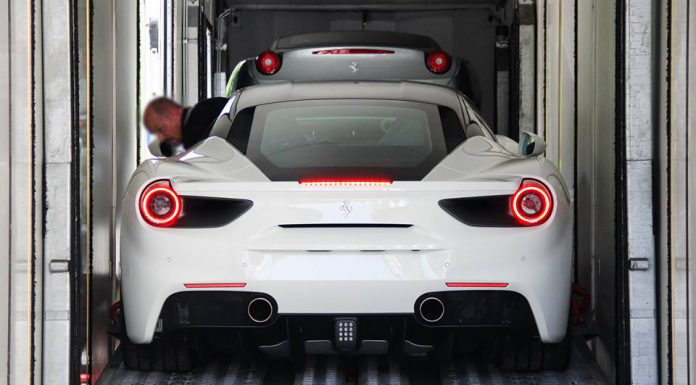 White Ferrari 488 GTB rear