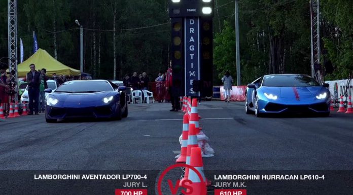 Lamborghini Huracan vs Aventador drag race