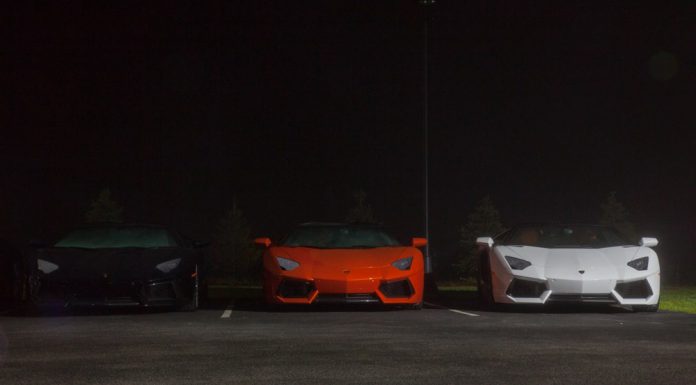 Three Lamborghini Aventador 