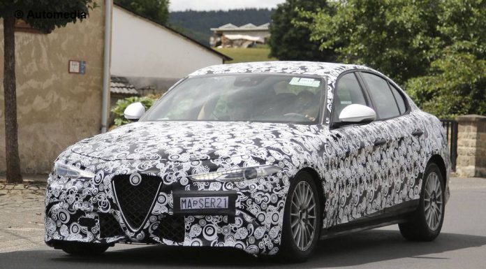 Entry-level Alfa Romeo Giulia spy shots front