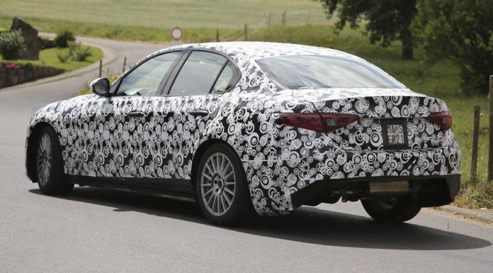 Entry-level Alfa Romeo Giulia spy shots rear