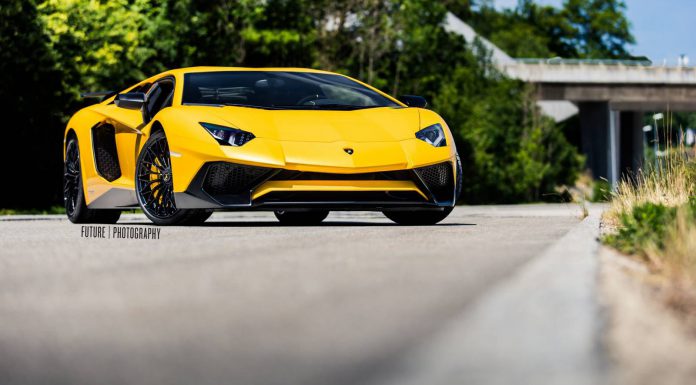 Yellow Lamborghini Aventador SV front