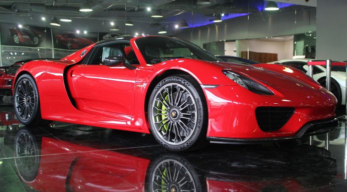 Red Porsche 918 Spyder for sale front