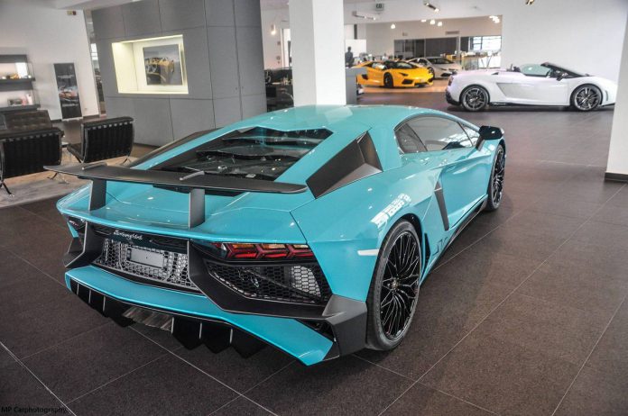 Baby Blue Lamborghini Aventador SV 