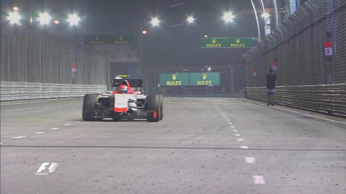 Man on the track at Singapore Grand Prix
