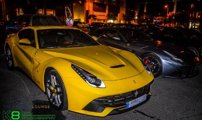 Yellow Ferrari F12 in Lebanon