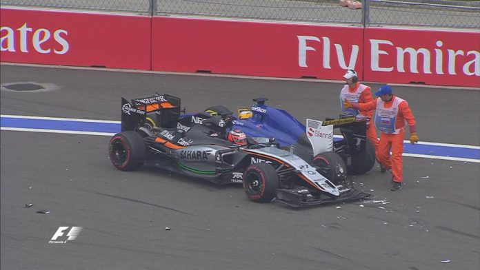 Force india and Sauber crash