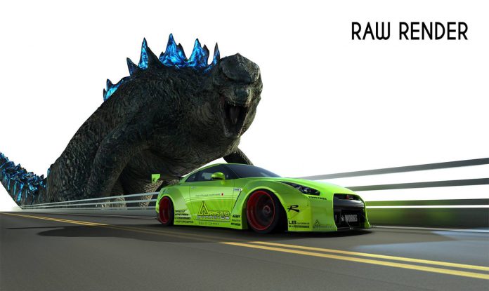 Green Nissan GT-R Godzilla