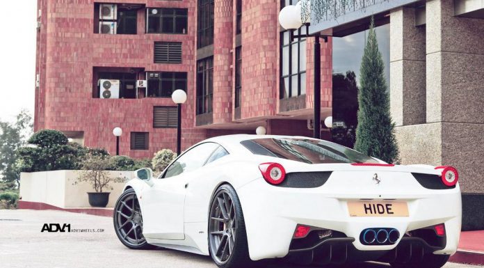 White Ferrari 458 Italia on ADV.1 Wheels