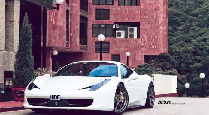 White Ferrari 458 Italia on ADV.1 Wheels