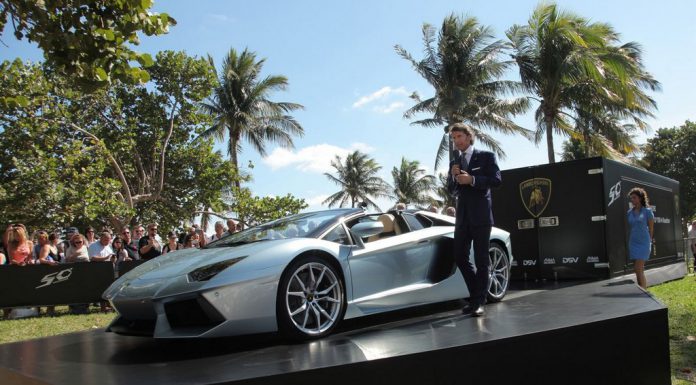 Video: Twelve Lamborghini Aventador Roadster's in Miami