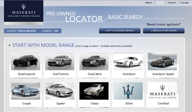 Maserati Publishes New Pre-Owned Car Locator Website