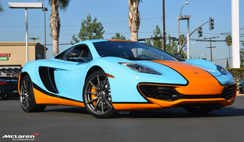 Gulf Blue McLaren MP4-12C at Lamborghini Newport Beach