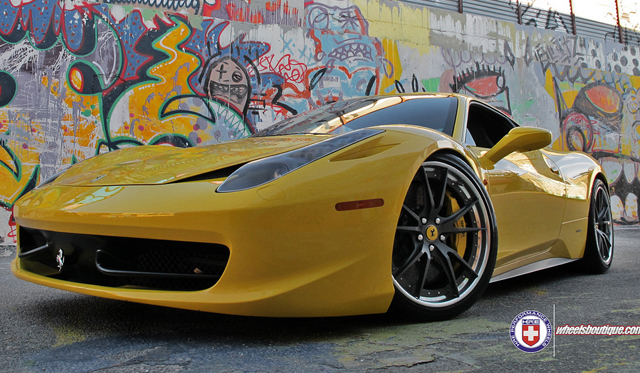 Yellow Ferrari 458 Italia by Wheels Boutique on HRE S104 Wheels