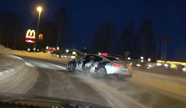 Video: Team Ice Ricers Drifting Nissan GT-R in Snow Covered Sweden