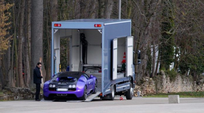 Purple and Black Bugatti Veyron SuperSports at the Factory