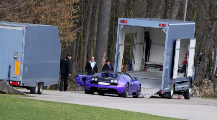 Purple and Black Bugatti Veyron SuperSports at the Factory