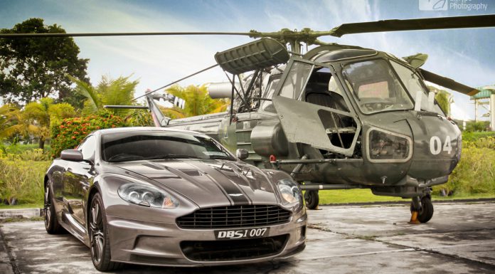 Photo Of The Day: Silver Aston Martin DBS With Army Helicopter