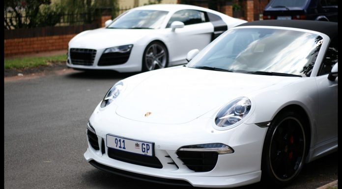 White Audi R8 and Porsche TechART Carrera S Cabiolet in South Africa