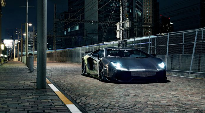 Gallery: Chrome Lamborghini Aventador by Liberty Walk at Night