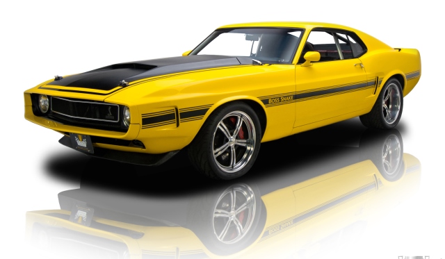 Yellow 1970 Ford Mustang Boss Snake