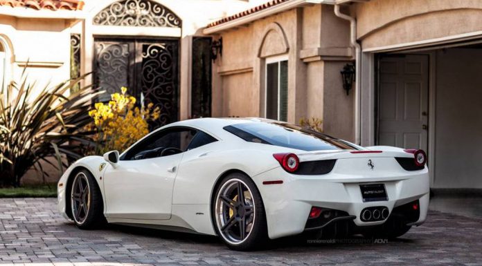 White Ferrari 458 Italia on Matte Black ADV.1 Wheels