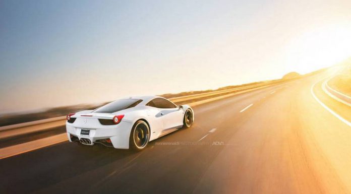 White Ferrari 458 Italia on Matte Black ADV.1 Wheels