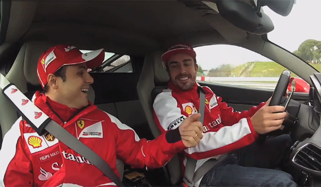 Video: F1 Racers Fernando Alonso and Felipe Massa Racing the Ferrari 458 Italia
