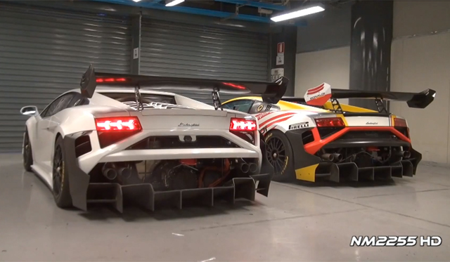 Video: Lamborghini Gallardo Super Trofeo Racer Revving and Racing
