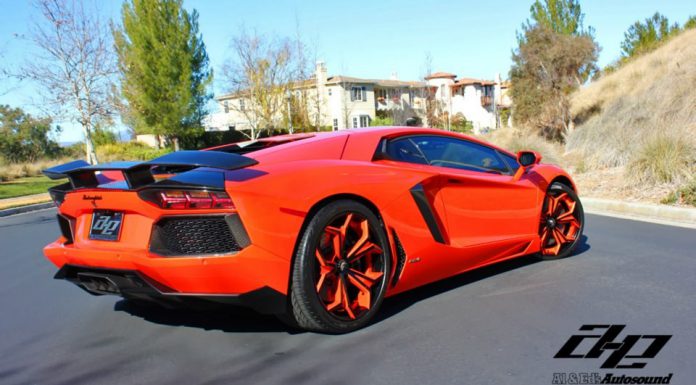 Orange Lamborghini Aventador by Al & Eds Autosound