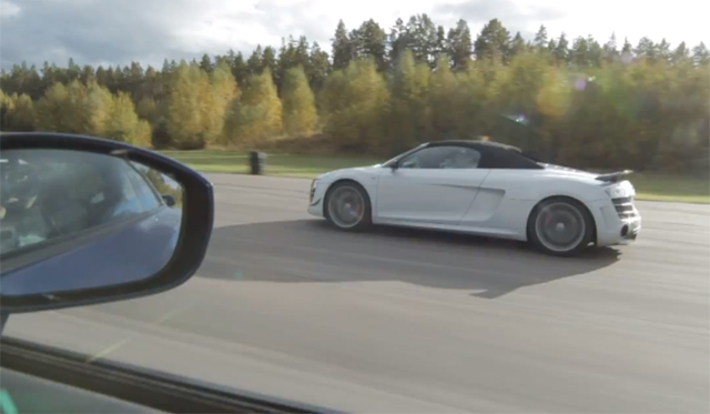 Video: Audi R8 GT Spyder vs 530hp Nissan GT-R