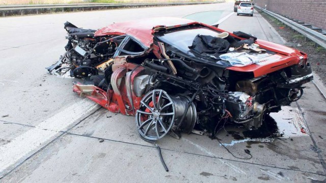 Car Crash: 2007 Ferrari 430 Scuderia Destroyed After Tire Bursts at 300km/h