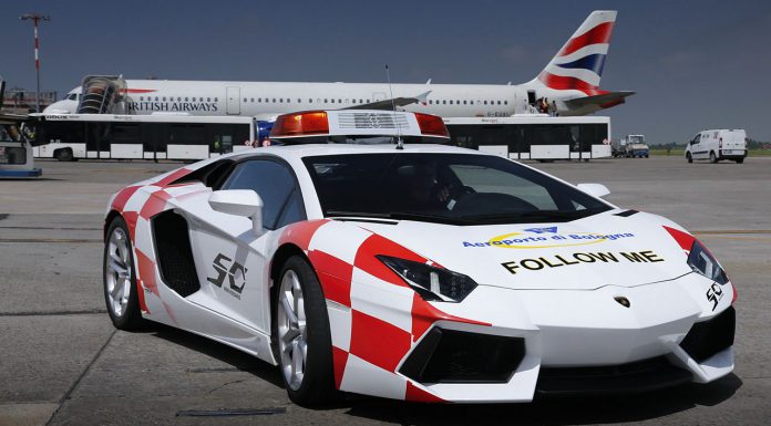 Lamborghini Aventador Being Used as 'Follow Me' car at Bologna Airport