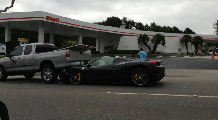 Car Crash: Ferrari 458 Spider Rear-Ends Truck in California