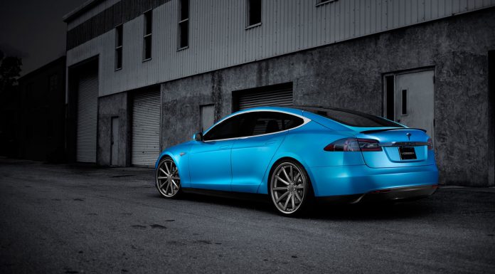 Gallery: Blue Tesla Model S on Vossen Wheels