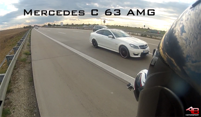 Video: Mercedes-Benz C63 AMG Races Motorbikes on Autobahn