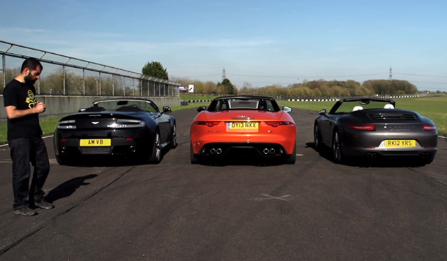Video: Chris Harris Tests Jaguar F-Type V8 S, Porsche 911 S Cabriolet, Aston Martin V8 Roadster