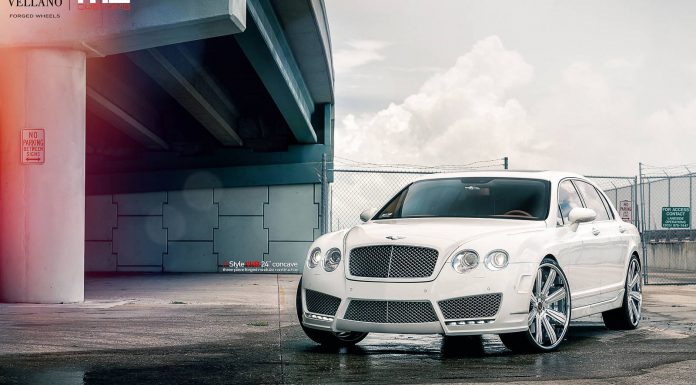 White Bentley Continental Flying Spur With Vellano Wheels