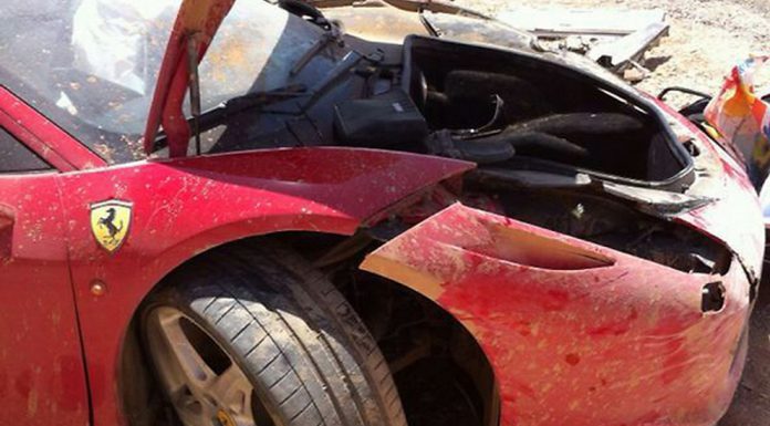 What's That Pile of Wreckage? It's a Destroyed Ferrari 458 Italia from Israel!
