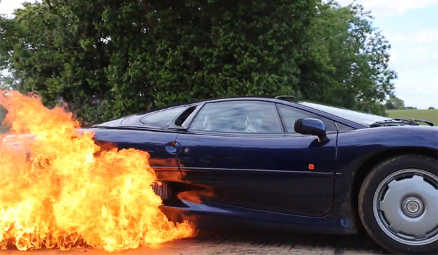 Video: Jaguar XJ220 on Fire Featured in 'Tax The Rich' Trailer