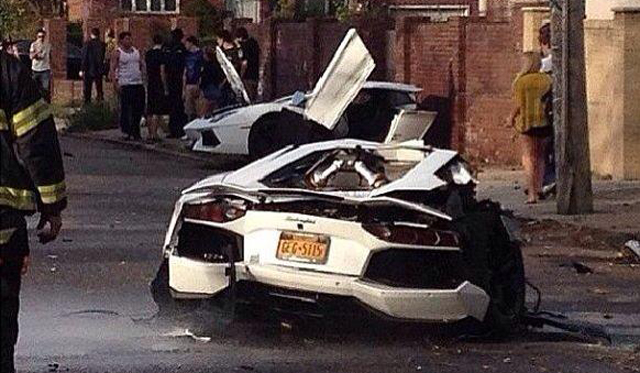 Lamborghini Aventador Breaks in Half in Brooklyn, NYC