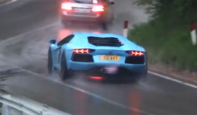 See More Than 100 Lamborghinis on a Wet Hairpin!