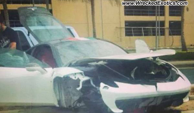 Not Again! White Ferrari 458 Italia Crashed in Saudi Arabia