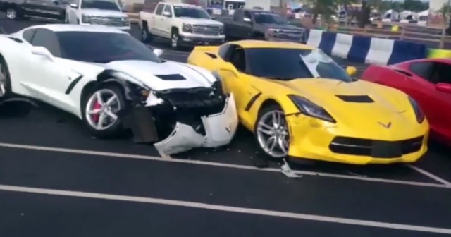 Two 2014 Corvette Stingray's Damaged by Chevy Impala