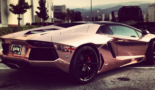 Tyga's Lamborghini Aventador Roadster Receives Rose-Gold Wrap