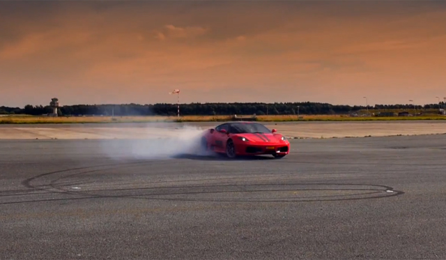 Ferrari 430 Scuderia and Replica Dubai Police Lamborghini Aventador Play on Runway