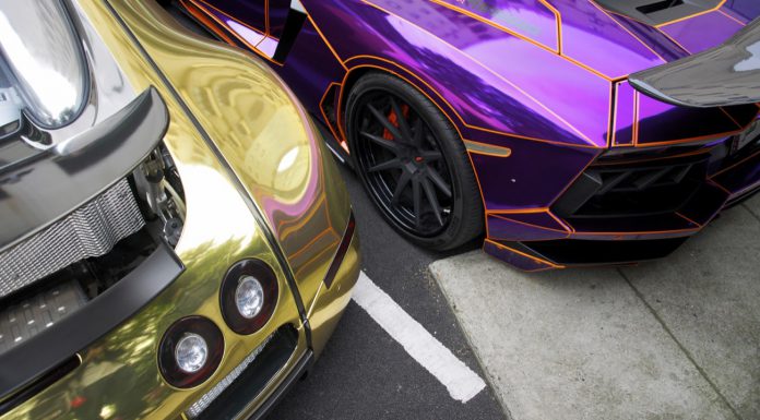 Chrome Supercars - Tron Aventador and Wrapped Veyron