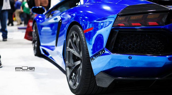SEMA 2013: Chrome Blue Lamborghini Aventador on PUR Wheels