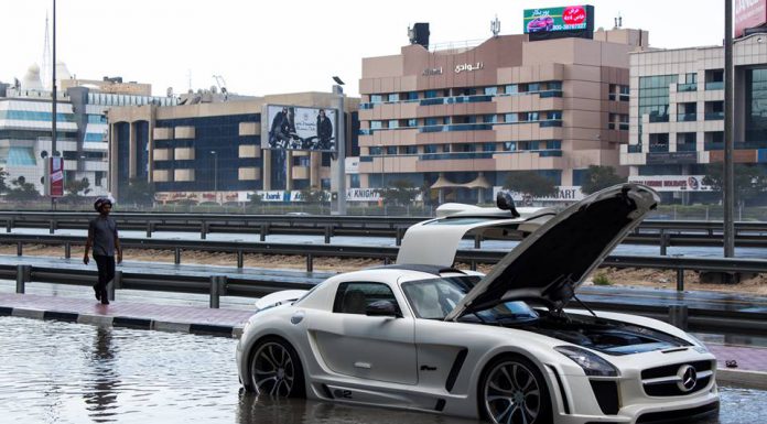 Mercedes-Benz SLS AMG Gullstream by FAB Design Trapped in Dubai Flood Waters